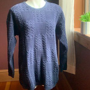 Preview (Nordstrom) Navy Blue Cable Knit Sweater M